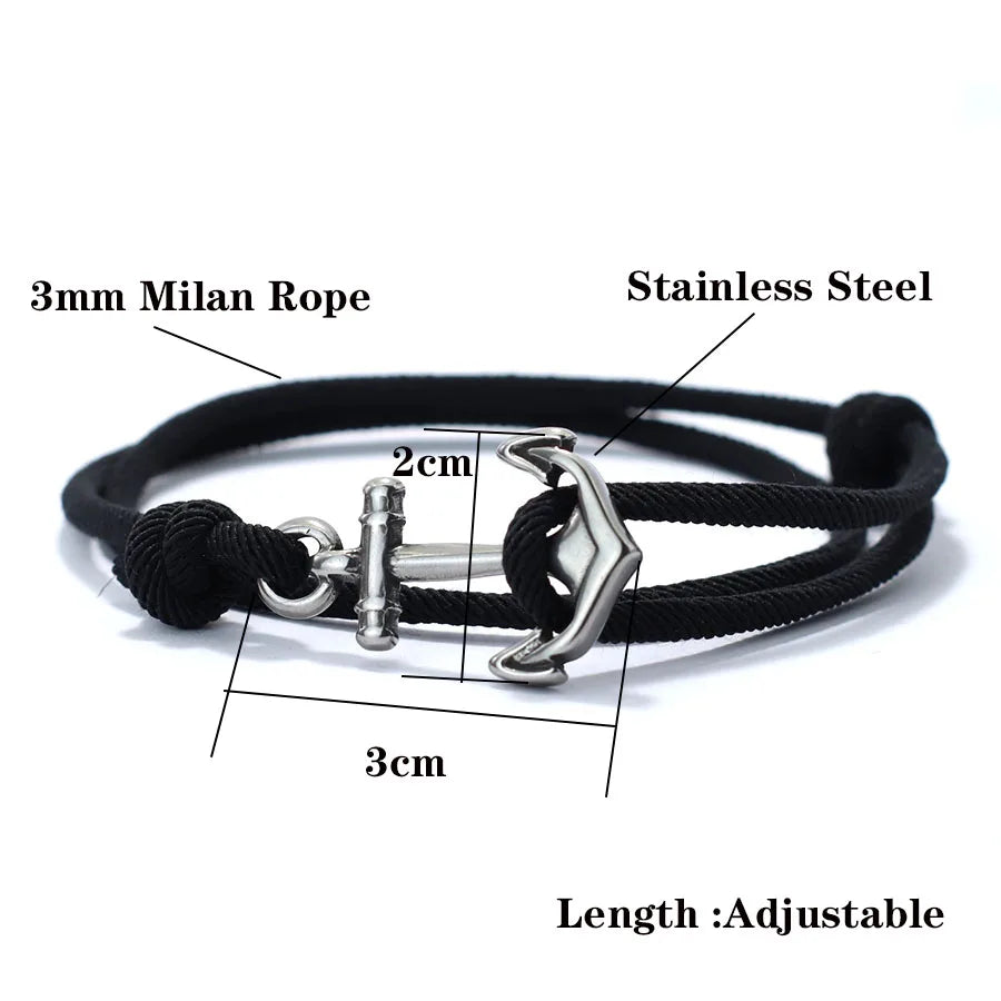 Handmade Nautical Anchor Bracelet | Adjustable Marine Rope Bracelet for Men & Women