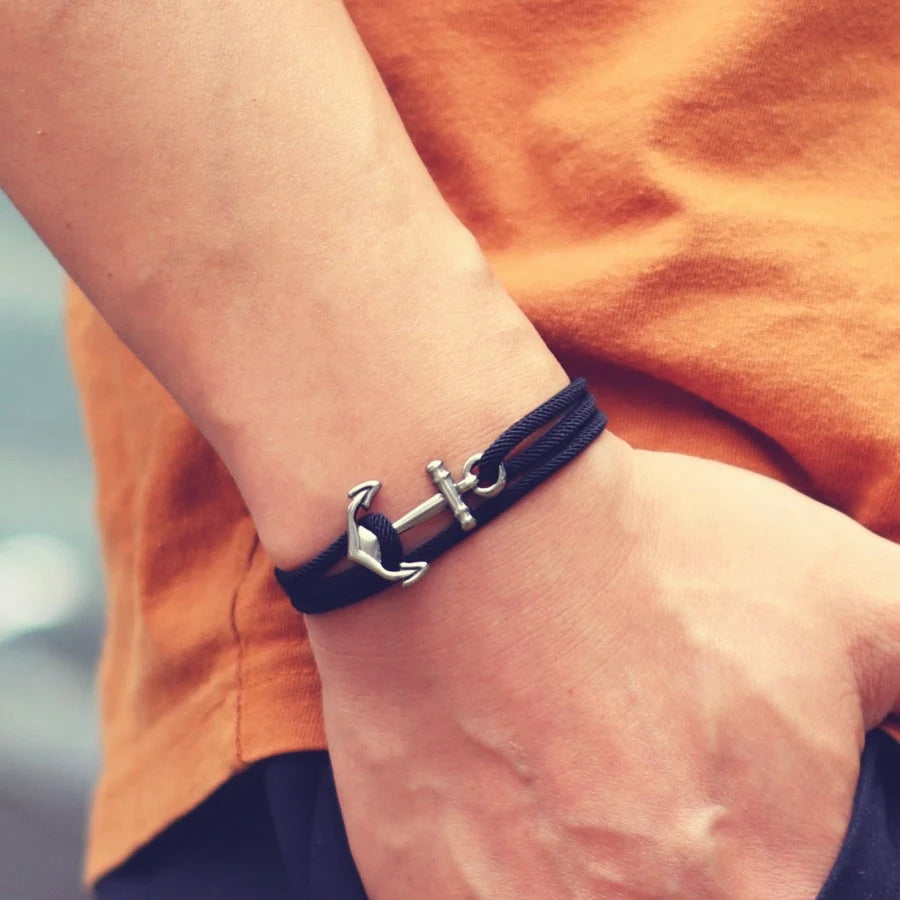 Handmade Nautical Anchor Bracelet | Adjustable Marine Rope Bracelet for Men & Women