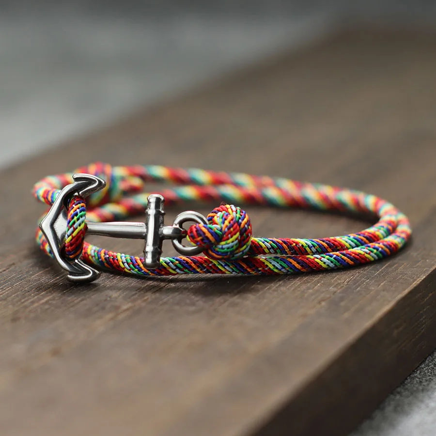 Handmade Nautical Anchor Bracelet | Adjustable Marine Rope Bracelet for Men & Women